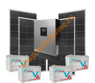 Система 2,4 кВт/3 кВА с солнечными батареями 800 Вт, выработка до 4кВт*ч/сутки 
